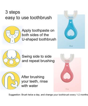 2 Pcs Premium Soft U-Shaped Kids Toothbrush Set for Ages 2-6 - Blue+Pink - Buy Online on GoSupps.com