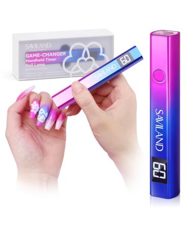 SAVILAND U V Light for Nails Handheld U V Lamp for Gel Nails LED Nail Lamp Portable Mini Nail Dryer for Curing Gel Polish Nail Glue Gel USB Nail Art for Home DIY Manicure (12W)