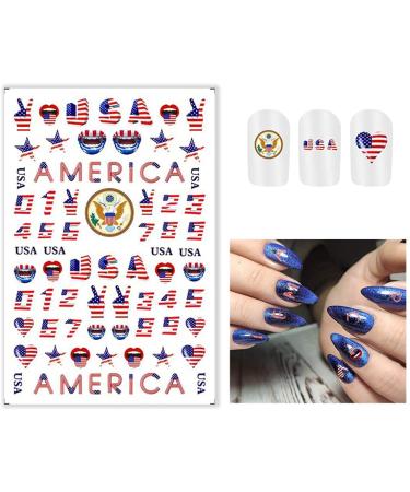 4th of July Patriotic Nail Stickers - 8 Sheets of America Flag Designer Decals for Acrylic Nails - Buy Online on GoSupps.com