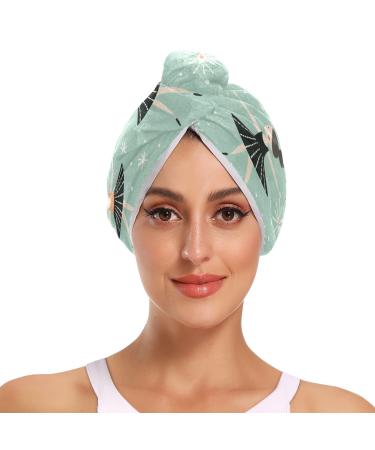 Small Ballerinas Teal Hair Towel 2 Pack Super Absorbent Hair Drying Towel Quick Dry Hair Turbans Head Towel with Button Twisty Wrap for Women Girls