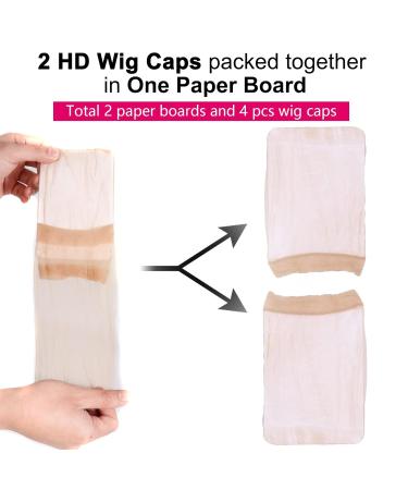 RECOOL HD Wig Cap for Lace Front Wig - Transparent Wig Cap for Stocking Caps - Invisible Wig Accessories - 2 Pack (4 PCS) - Buy Online on GoSupps.com