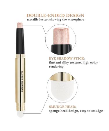 Boobeen Double-Ended Eyeshadow Stick | Waterproof Glitter & Matte Eye Shadow Pen | Creamy Highlighter Pencil for Eye Makeup - Buy Online on GoSupps.com