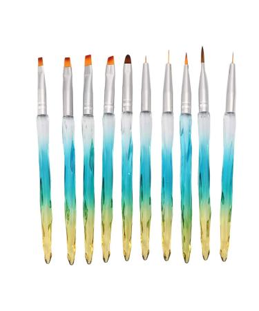 10pcs nail art liner brush gel nail art painting glitter dotting Drawing pen Brushes gradient blue professional acrylic nail design nylon brush pen brushes