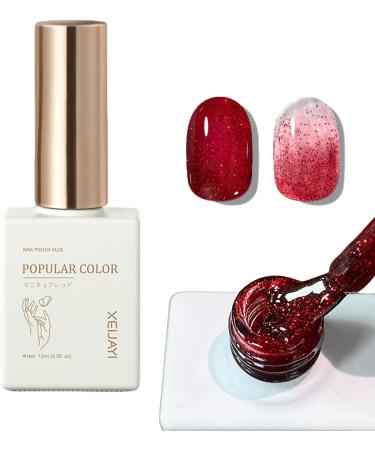 Gel Polish Santa Red Gel Nail Polish Soak Off UV Glitter Gel Nail Varnish for Manicure Long Lasting Chip Resistant Gel Nail Polish At Home 15mL(G117- Glitter Red) - Buy Online on GoSupps.com