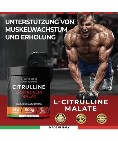 Buy Bandini L-Citrullin Malat 2:1 500g Powder - Premium Vegan Citrulline Malate Supplement for Muscle Building | 3G Per Dose | Tasteless Pre Workout Formula - Buy Online on GoSupps.com