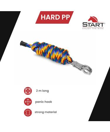 Premium 2m Connection Trick for Horses & Ponies - Durable PP Rope with Classic Carabiner Hook & Panic Release (Royal Blue/Yellow/Red) - Buy Online on GoSupps.com