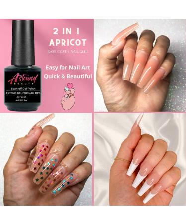 Gel X Nail Kit - 2 in 1 Nail Glue & Base Coat, 500 Coffin Nail Tips, UV Lamp - All-in-One Gel Nail Set (Clear & Apricot Color) - Buy Online on GoSupps.com
