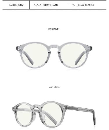 KDOQ Retro Oval Blue Light Blocking Glasses for Men & Women - Anti-Blue Ray Round Glasses in Gray | Stylish & Comfortable - Buy Online on GoSupps.com