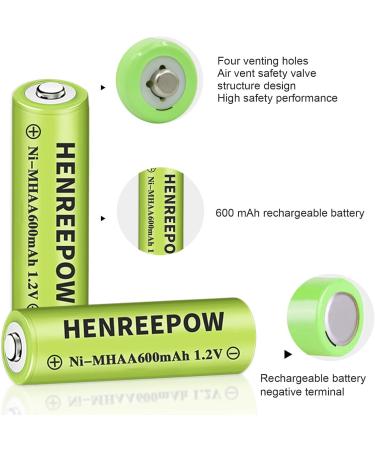 Henreepow Ni-MH Rechargeable AA Batteries - 16 Pack 600mAh Long-Lasting High-Capacity for Solar Lights & Garden Landscaping - Buy Online on GoSupps.com