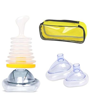 Choking Rescue Device Portable Choking Rescue Device First Aid Kit for Kids and Adults Portable Airway Suction Device | Anti Choking Device for Children and Adults- Yellow Travel Kit 2 masks of different sizes