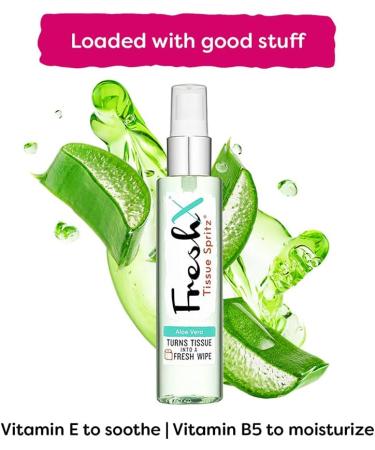 FreshX Toilet Paper Spray | Tissue Spritz Turns Toilet Paper Into 200 Moist Wipes | Flushable Wet Wipe Alternative (Aloe & Cucumber) Aloe Vera - Buy Online on GoSupps.com