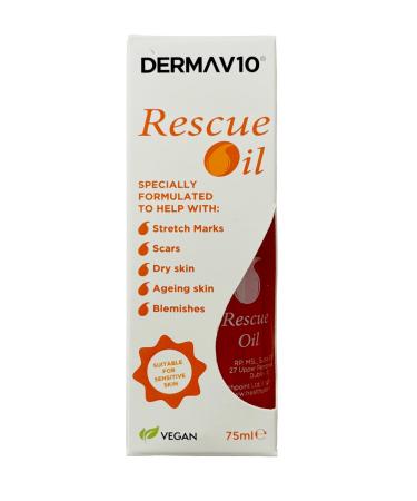 Derma V10 Rescue Oil Reduce Appearance Of Stretch Marks And Scar Tissue For Dry Dehydrated Skin After Sun Ageing Or Blemished Skin Clinically Tested Paraben Free Vegan Friendly Made In The UK