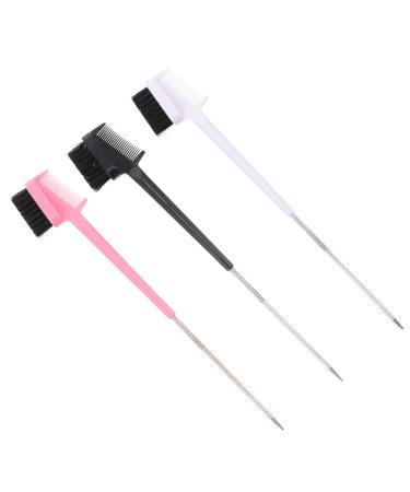 Lurrose 3Pcs make-up eyebrows brush mascara eyelash comb portable eye powder foundation brush beauty cosmetic tool double end care tool for women girls mixed