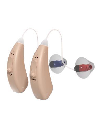 Hionec Rechargeable Hearing Aids for Seniors, 16-Channel Digital RIC Hearing Amplifier with Noise Cancelling, 90 Hrs of Use with Charging Case, Reduce Feedback, 6 Sizes of Eartips, 3 Modes Switch, Comfortable Hearing Aid f