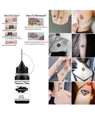TOFD Temporary Tattoo Kit - Semi Permanent Freehand Ink for Body Art - 30 Pcs Free Tattoo Stencils - Full DIY Kit with 4 Bottles 2oz - Buy Online on GoSupps.com