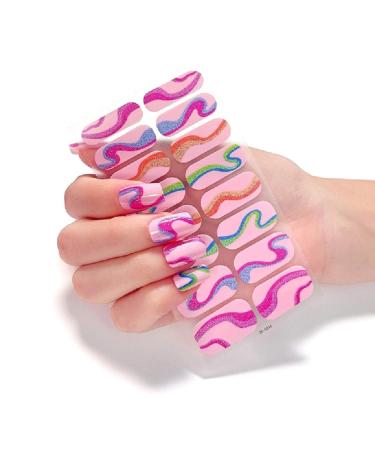 On Nail Polish Strips Glitter Starry Marble Semi Cured Gel Nail Polish Strips Gel Nail Stickers Full Nail Wraps on Nail Polish Strips Ze0236