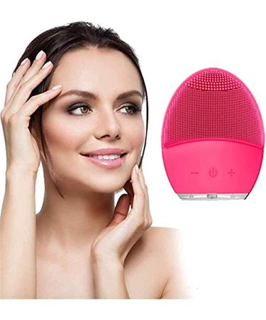 Silicone Ultrasonic Facial Cleansing Brush & Massager - Rechargeable & Waterproof Sonic Electric Exfoliator for Anti-Aging (Rose) - Buy Online on GoSupps.com