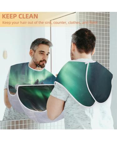 Landscape Aurora Borealis Beard Bib Apron - Premium Beard Hair Catcher with Suction Cups | Perfect Gifts for Dads & Husbands for Father's Day Anniversaries & Christmas - Buy Online on GoSupps.com