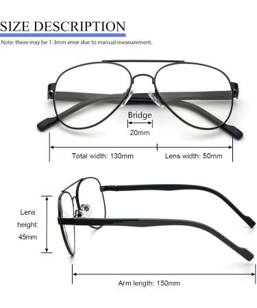 Kokobin Vintage Metal Frame Reading Glasses - Aviator Toad Style Anti Blue Light Unisex Computer Glasses (Black 2.0) - Buy Online on GoSupps.com