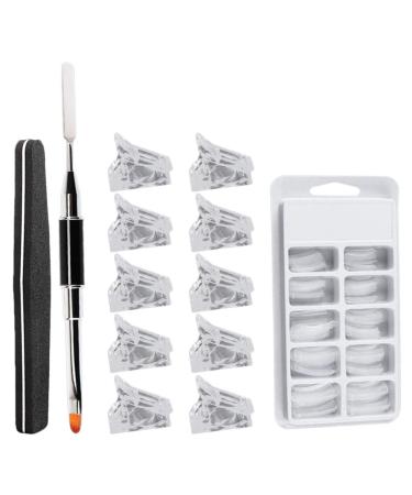 FOMIYES 1 Set nail extension set nail extension tips UV manicure kits nail molds nail extension tool kit gel nail polishes Manicure Templates white artificial plastic Extension glue