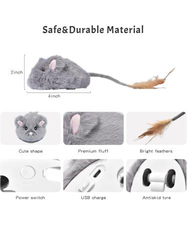 Pawthquake Interactive Cat Mouse Toy - Robotic Mice with Feather Wand & Electric Ball for Indoor Cats/Kittens | USB Rechargeable & Random Movement - Hunting Simulation - Buy Online on GoSupps.com