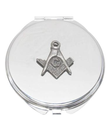 Masonic Pewter Cut Out Compact Mirror Handbag Gift With Free Engraving 230