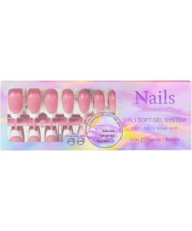Fake Nails with White Tips Stick On Fashion Faux Nails with Full Cover | Beauty Products for Home Wedding Dating Gathering Party Traveling Pareks - Buy Online on GoSupps.com