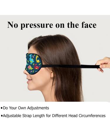 Cute Dinosaurs Sleep Eye Mask | Soft Silk Sleeping Mask for Kids & Adults | Travel Eye Shade with Elastic Strap in Green Blue & Red - Buy Online on GoSupps.com