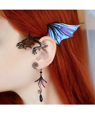 Ear Sleeve Pendant Without Perforation Exquisite Fairy Tale Dragon & Butterfly Wings Ear Wrap Light No Piercing Ear Cuff Handmade Hypoallergenic Ear Jewelry Elf Wings Earrings Ear Clips Dragon Copper Metal No Gemstone - Buy Online on GoSupps.com
