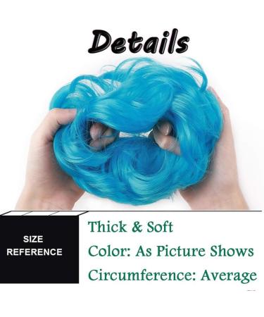Thick Hair Donut Scrunchie Updo Hair Bun in Blue - Wavy Curly Messy Hairpiece Chignons Ponytail Extension - Buy Online on GoSupps.com