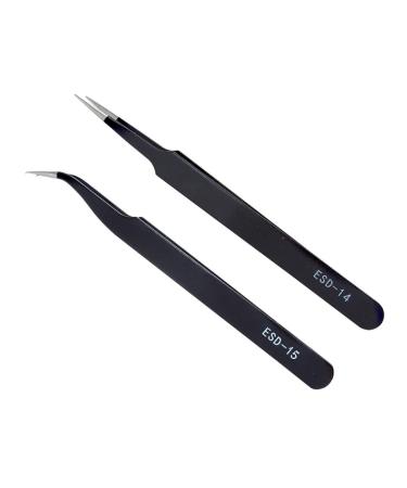 Tweezers 2Pcs Stainless Steel Straight Curved Eyelash Home Tool Clip Nail Art Makeup Tool A 1