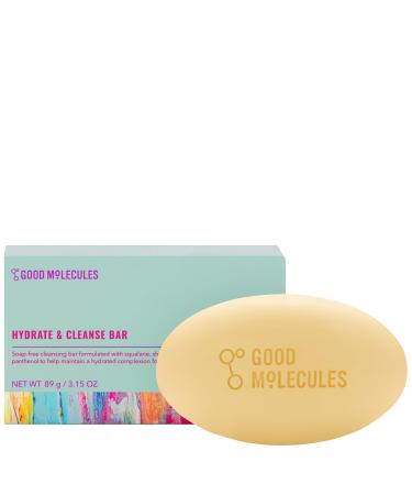 Good Molecules Hydrate and Cleanse Bar - Soap-Free Bar with Macadamia Nut Almond Oil and Shea Butter to Moisturize - Skincare for Face and Body