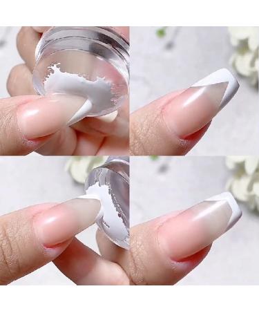 Buy Nail Stamp for French Nail Design - 4.2 cm Transparent Silicone Nail Art Stamper with Lid - DIY Manicure Tool for Perfect Nail Decor - Buy Online on GoSupps.com