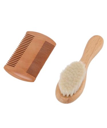 Newborn Hairbrush  Double Sides Comb Considerate Prevent Lacteal Scab Natural Goat Bristles Baby Hairbrush Set for Infant