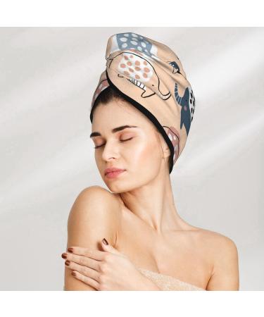 Cute Ink Drawn Elephants Microfiber Hair Towel | Super Absorbent Quick Dry Wrap for Women | Ideal for Long Curly & Thick Hair - Buy Online on GoSupps.com