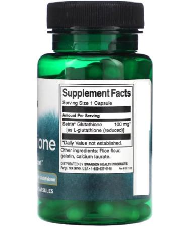 Swanson L-Glutathione - Premium Antioxidant Support & Cell Protection | 100 Capsules - Shop Internationally - Buy Online on GoSupps.com