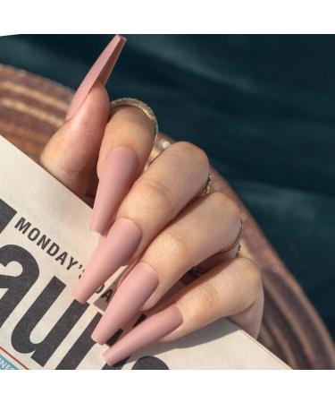 Bohend Long Coffin False Nails - Matte Gradient Ballerina Press On Nails 24 Pcs for Women & Girls - Perfect for Parties & Events - Buy Online on GoSupps.com
