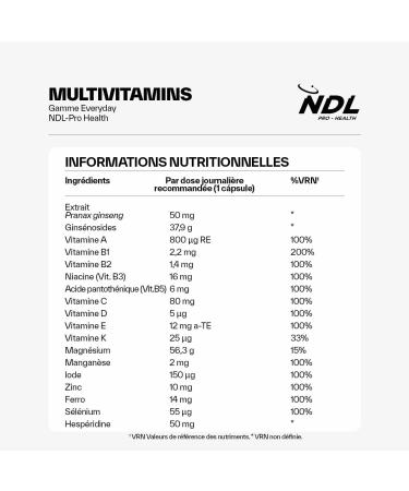 NDL Pro-Health Multivitamins - Dietary supplement with vitamins C B6 B12 ginseng and hesperidin extract 1 month supply 30 capsules by Rafa Nadal - Buy Online on GoSupps.com