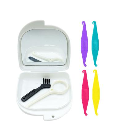 HRASY MUSSITION DESIGNAY SET 7-piece including 1 stopping case with mirror and ventilation holes 1 alignment tool 4 elastic rubber bands 1 cleaning brush (white) white/opulent garden