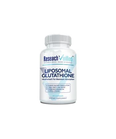 Research Verified Glutathione - Liposomal Glutathione 500 mg with Phospholipid Complex Vitamin C Bioperine - 60 Capsules - 1 Bottle 60 Count (Pack of 1)