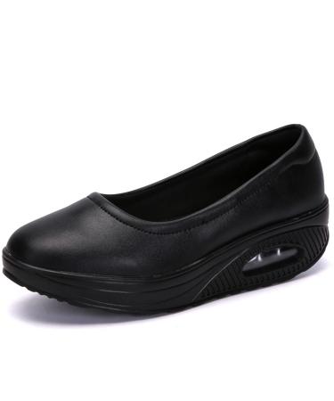 Veroders Women's Working Nurse Shoes Platform Walking Sneakers Wedges Orthotic 2989black 5