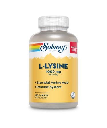 SOLARAY L-Lysine Free-Form 1000 mg Essential Amino Acid Immune Support Supplement with Vitamin C 1 000 mg and Zinc 25 mg Value Size Lab Verified 60-Day Guarantee 60 Servings 180 Tablets 180ct