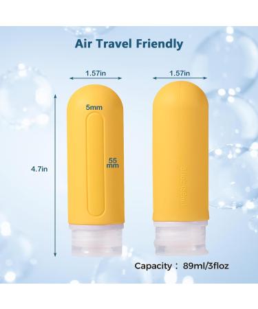 Travel Bottles Set - Diboniur 4-Piece Silicone Travel Containers (89ml) for Shampoo Cream Liquids & Lotion - Perfect for International Travel - Yellow - Buy Online on GoSupps.com