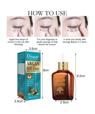 Argan Oil Eye Essence with Hyaluronic Acid | Anti-Wrinkle & Anti-Aging Eye Treatment - 25ml - Buy Online on GoSupps.com
