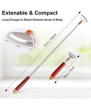 Telescopic Azymi Back Scratch - Portable Wooden & Steel Massage Roller for Scalp Face & Foot Relief - Ideal for Men & Women - Buy Online on GoSupps.com