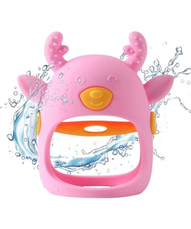 Moonyan bite gloves |Hirror-shaped silicone bite toys for toddlers |Kielezeuge for infants for sucking hand pacifiers for breastfeeding babies between the ages of 4 and 8 months pink