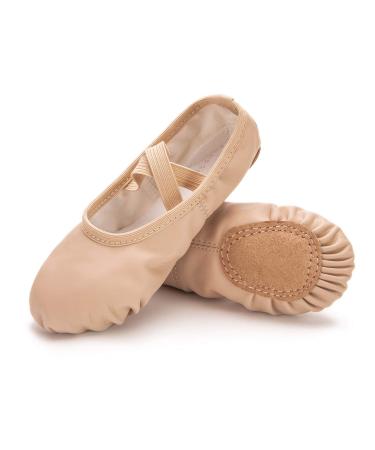 RoseMoli Ballet Shoes for Girls/Toddlers/Kids/Women, Leather Yoga Shoes/Ballet Slippers for Dancing 3.5 Big Kid Nude