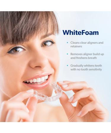 WhiteFoam On-The-Go Clear Retainer Cleaner | Kills Bacteria, Whitens Teeth | For Invisalign, Dentures, ClearCorrect | 50ml - Buy Online on GoSupps.com