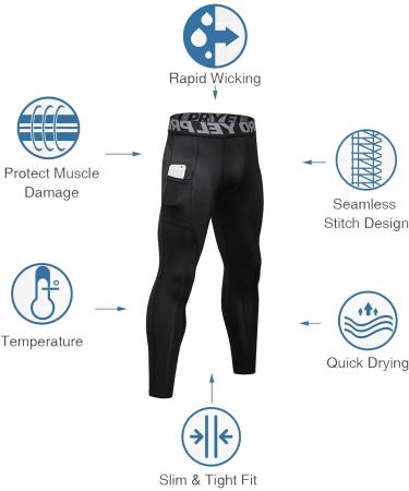 YUSHOW Men's Compression Pants 2 Pack - Running Tights & Workout Leggings - Summer Cool Dry Baselayer - X-Large Black+Grey - Buy Online on GoSupps.com