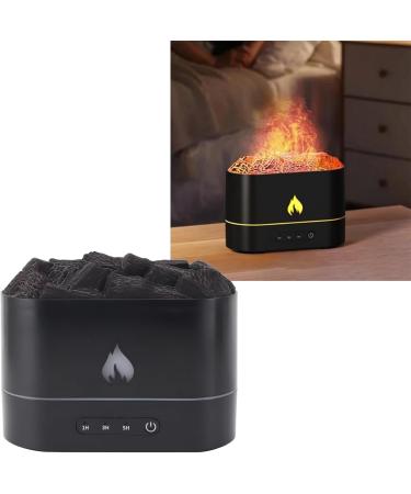 Syrisora Volcano Aroma Diffuser - 7 Colors Fine Fog Simulated Flame 250ml Quiet USB Charging Humidifier for Bedrooms - Black - Buy Online on GoSupps.com